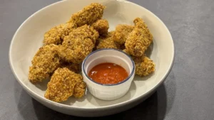 Crispy panko chicken nuggets cooked until golden brown