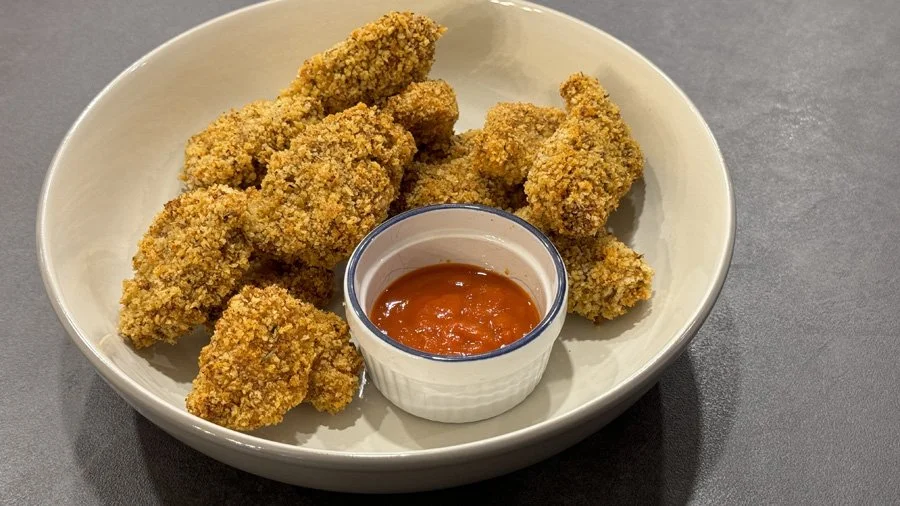 Crispy panko chicken nuggets cooked until golden brown