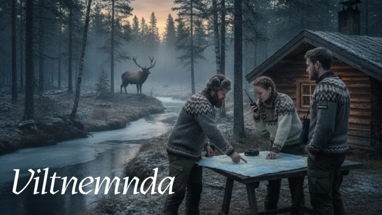 Viltnemnda committee members reviewing wildlife data in a Norwegian municipality