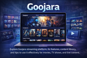 goojara streaming platform interface and movie library illustration